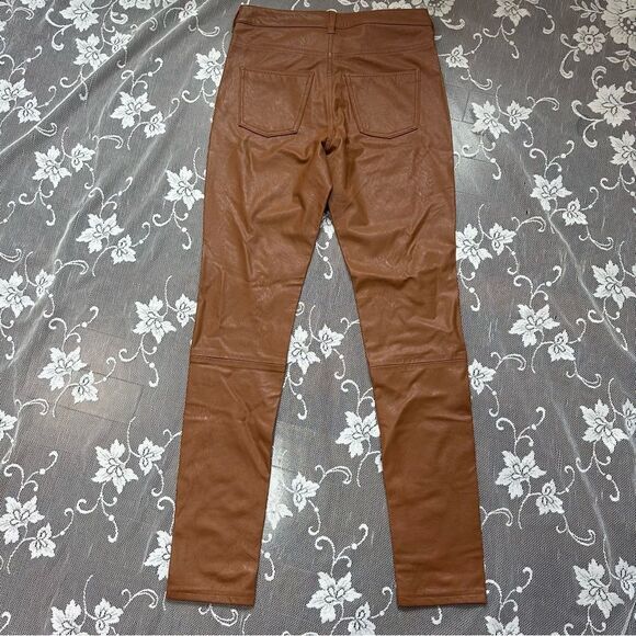 7 For All Mankind High Rise Skinny Vegan Leather Pants in Camel Sz Small - Picture 5 of 17